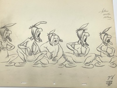Peter Pan Neverland Indian Tribe Production Drawing Walt Disney Cel Original
