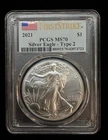 2021 Silver American Eagle Type 2 PCGS MS70 First Strike