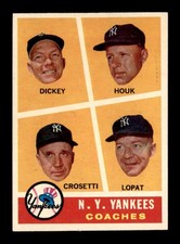 1960 Topps #465 Dickey/Houk/ Crosetti/Lopat Yankees Coaches EXMT+ X3704167