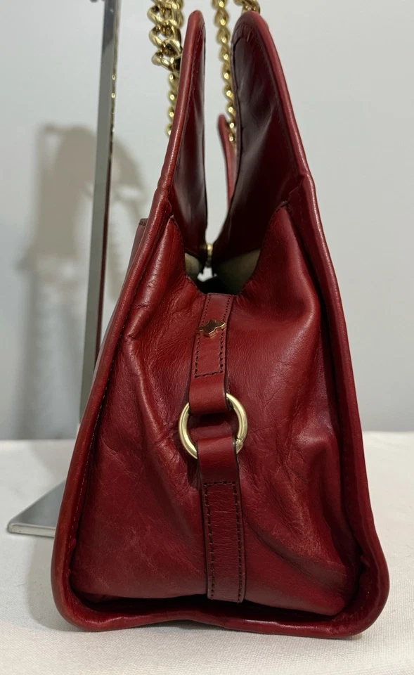 Antonio Melani Bolso Hobo de Cuero Rojo Cartera de Hombro Cadena Dorada Acento Y2K Foto 4 de 4