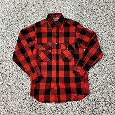 VTG Carhartt Flannel Shirt Mens Large Red Plaid Made USA Rugged Wear 90s Work