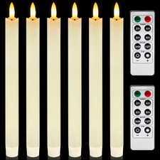 6 Pcs Flameless Taper Candles with Remote Timer and Dimmer LED Candle Sticks ...