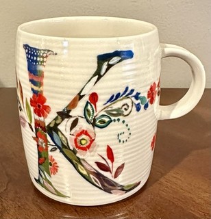 Anthropologie Starla M Halfmann Letter “K” Monogram Petal Palette Coffee Mug