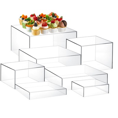 7 Pcs Buffet Risers Set Acrylic Display Box 6'' 7'' 8'' 9'' 10'' 11'' 12'' Food Rise...