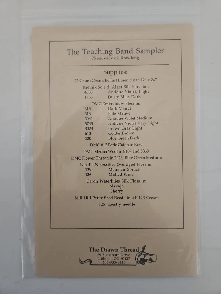 The Drawn Thread THE TEACHING BAND SAMPLER Cross Stitch Sampler Pattern - Image 3 of 3