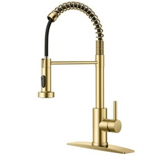 Gold Kitchen Faucet with Pull Down Sprayer, Stainless Steel Commercial Single...