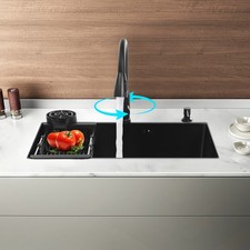 Stainless Steel Kitchen Sink Flushmount Sink With Pull-Out Faucet  Kitchen Sink