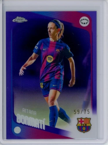 2025-26 TOPPS CHROME UEFA WOMEN'S UWCL PURPLE REFRACTOR AITANA BONMATI 59/75