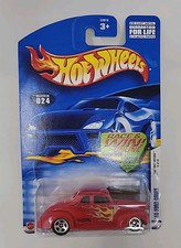 2002 HOT WHEELS '40 Ford COUPE Mattel First Editions 12/42 Red  Flames 024 5spk