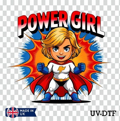 Chibi Power Girl UV DTF Aufkleber - Glas Laptop Becher Tasse zg291