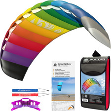 Symphony Beach III 2.2 Stunt Kite, Rainbow, Dual Line Foil Sport Kite