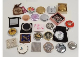 Job Lot 25 Assorted Ladies Compact Handbag Mirrors Floral Decorative
