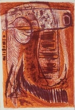 Jerry Opper : Red Modernist Abstract : Archival Art Print