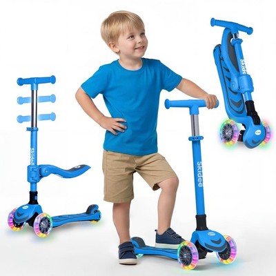 Scooter Kids Foldable 3 Wheel Adjustable Height LED Lights SKIDEE Kick 3-5 Seat