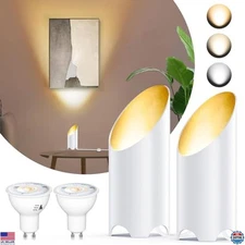 2-Pack Adjustable GU10 Uplighting Spotlights - 3000K, 4000K, 6000K, 5.9 FT Cord