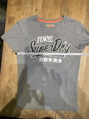Superdry Tokyo Herren T-Shirt M Grau Baumwolle Kurzarm Rundhals Logo Print