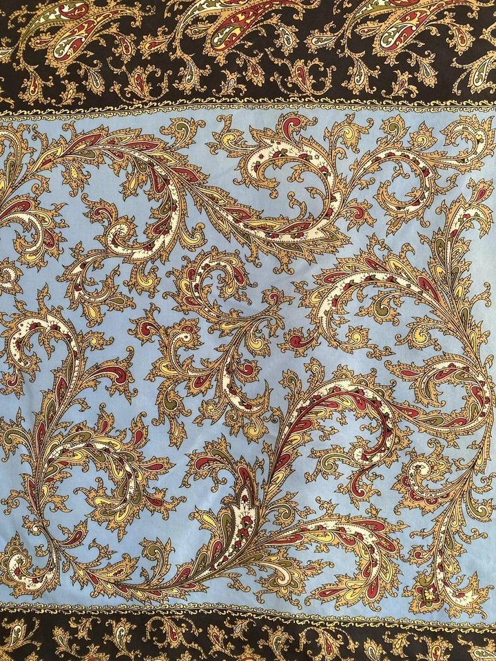 LOVELY UNBRANDED black w / blue silk women 's scarf paisley paTtern 31"/30" EC - Image 2 of 4