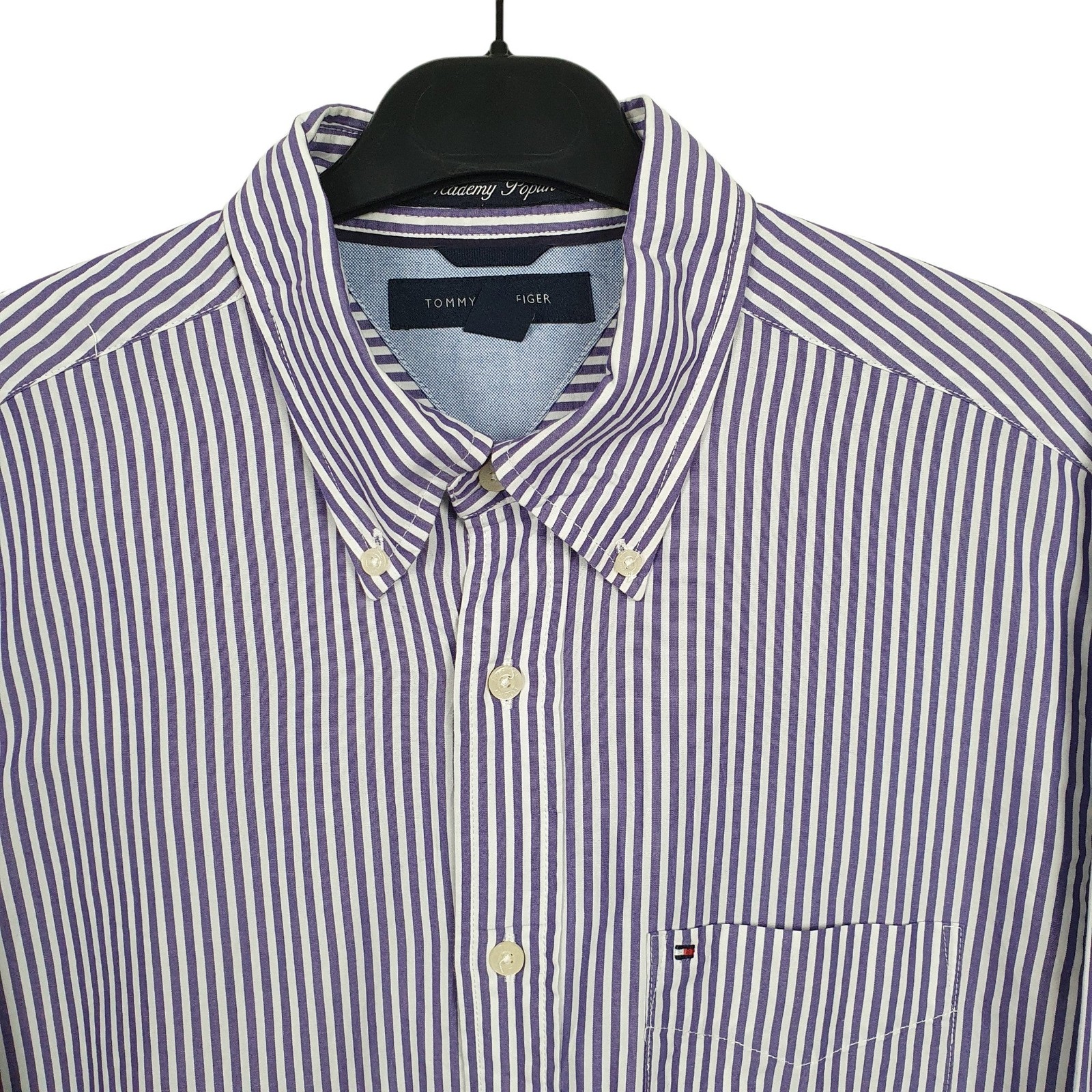 TOMMY HILFIGER Purple Pinstripe Shirt Long Sleeve Casual Mens M image 2