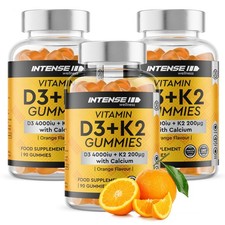 INTENSE Wellness Vitamin D3 4000 IU + K2 200 mcg + Calcium, 270 Gummies Bundle