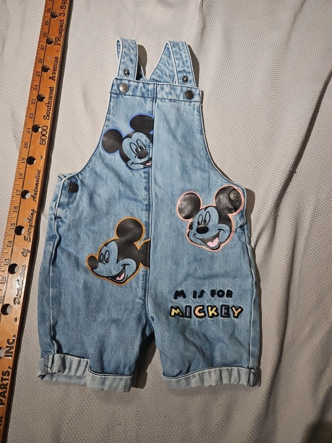 Disney Baby Mickey Mouse Overalls Youth Kids 18-24 Months Blue Denim One Piece