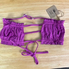 Free People X Toast Swim Ruffled Bandeau Bikini Top Purple Orchid Size XS