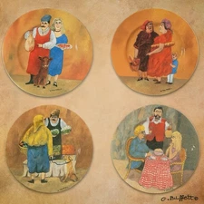 Set of 4 Guy Buffet Tuscan Storefronts Plates Fine Porcelain Germany Italian