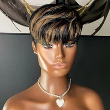 Pixie Cut Wig Human Hair Short Wigs for Black Women Color F1B30 