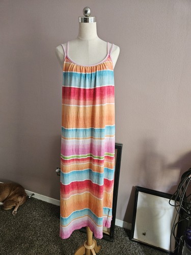 Lauren Ralph Dress Womens Medium Multicolor Striped Tank Beach Cruise Resort