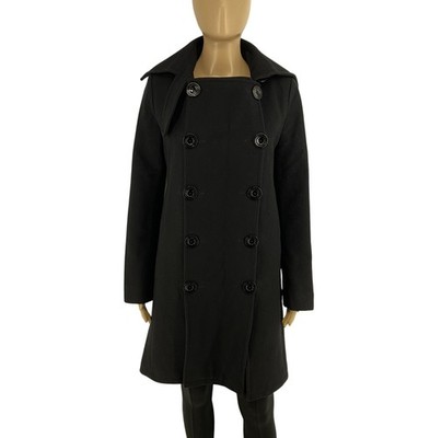 Patrizia Pepe Firenze Damen Schwarzer Wollmantel Jacke Größe 40 EU 36 UK 8 US 6