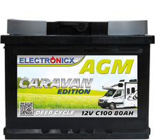 Electronicx Caravan Edition Batteria AGM 80 AH 12V Camper Barca Alimentazione...