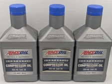 Amsoil Synthetic Compressor Oil Commercial Grade Rotary Screw 1 Quart, Lot Of 3