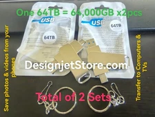 Lot of 2 64TB USB Drives Type-C 2-In-1 USB 3.0 Flash Drive OTG, You Get 2 PCs