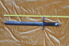 old vintage traditional bayonet knife fuller blade cross hilt, wood grip pommel