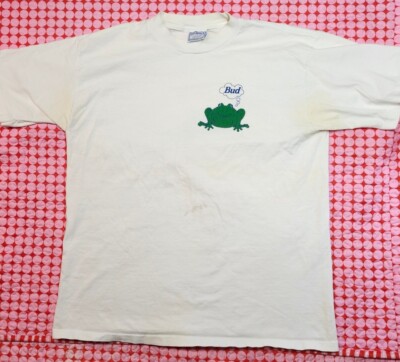 Vintage Budweiser Jump On A Bud Frog Shirt XL RARE HTF White Beer