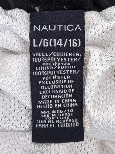Nautica Boy's Youth L (14/16) Black W/Geometric Pattern Swim Trunks Mesh Insert - Picture 14 of 20