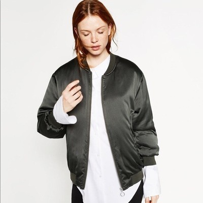zara satin bomber jacket
