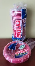 Rare Matching Red Solo Party 16 oz. Cups & 12 oz. Bowls Reusable Extra Sturdy