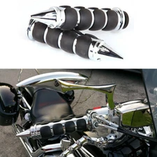 Chrome 7/8" Motorcycle Handle Bar Hand Grips For Ducati Honda Suzuki Yamaha