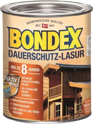 Bondex Dauerschutz Lasur 750 ml, weiß Holzlasur Schutzlasur Holzschutz Aussen