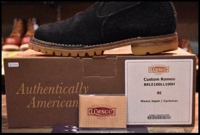 Wesco Custom Romeo Black Roughout Black Suede Vibram 100 Short Low 