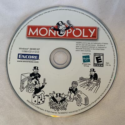 Monopoly PC Game Disc Only Windows 98/ME/XP CD-ROM 2006 No Box or Case ...