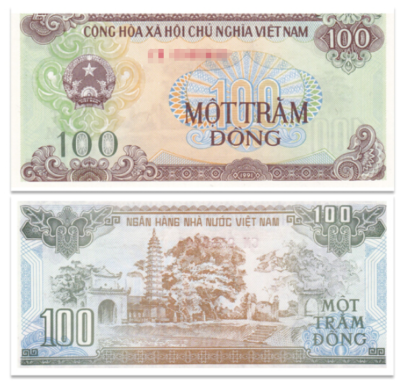 Vietnam 100 DOLLARS BANKNOTE CURRENCY VND 100 Vietnamese Dong 1991