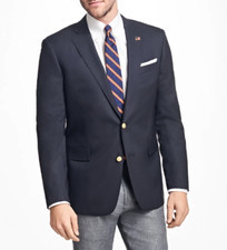 2024 BROOKS BROTHERS Madison Navy Gold Button Sport Coat Suit Blazer 42L Wool