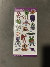 Sticko Alien Characters  Puffy Stickers Planner Supply Crafts Scrapbook Space