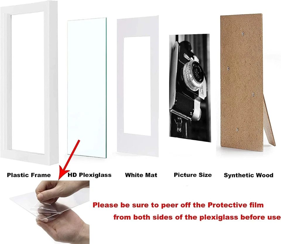 2Pack White 10x12 Picture Frames Display Pictures 7x9 With Mat Or 10x12 Without - Image 3 of 4