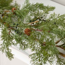 56" Long Artificial Cedar Juniper Garland with Pine Cones