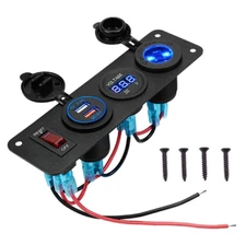 Boat Switch Panel Car Switch Panel Waterproof Digital Dual USB Voltmeter Port