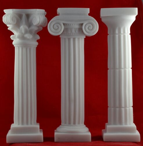 3 Column Set Corinthian, Ionic, Doric Pedestal Temple Ancient Statue Free Track - Picture 1 of 2