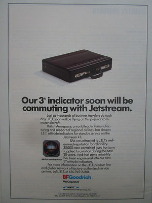 7/1991 PUB BF GOODRICH JET ELECTRONICS ATTITUDE INDICATOR JETSTREAM 41 AD