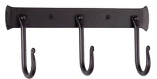 Wall Mount Hook Set 3 Hook Rack Wrought Iron Rustic Metal Farmhouse Black